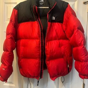 The North Face Red and Black Down Puffer Jacket